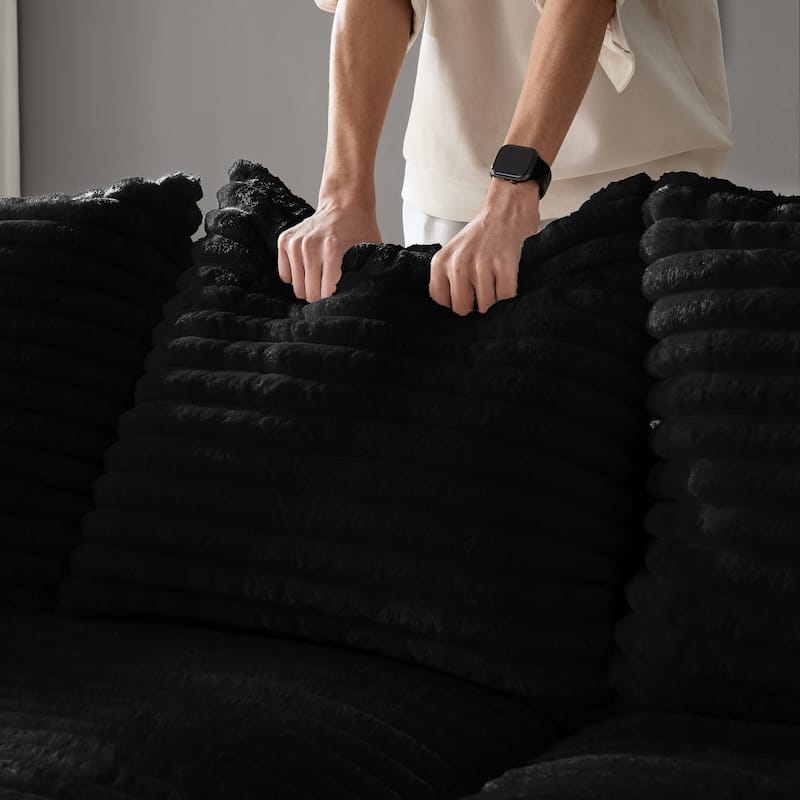 102.4 " Plush Corduroy 4-Seat Sofa,Modern Comfy Upholstered Sofa Cloud Couch