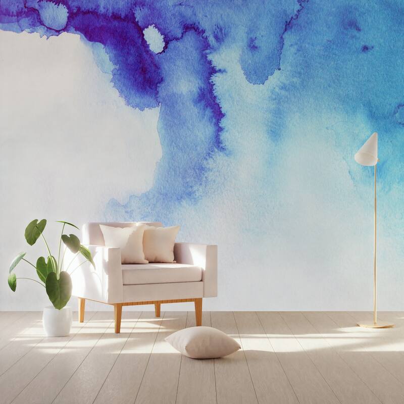 GK Wall Design Smoke Nordic Abstract Paint Blue Fog Removable Wallpaper