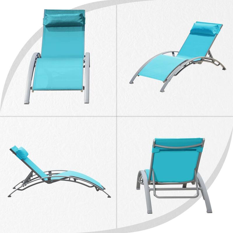 GDFStudio - Adrian Adjustable Aluminum Outdoor Pool Lounge Chair Set with Metal Side Table for All-Weather
