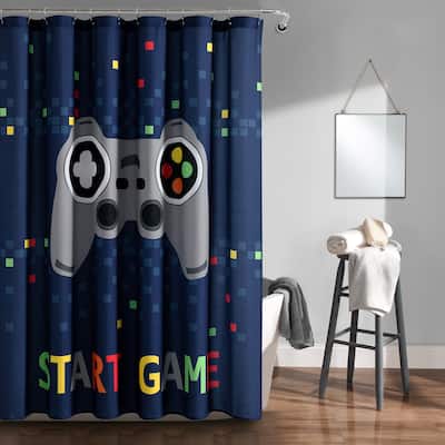 Lush Decor Video Games Shower Curtain Single - Navy - 72" x 72"