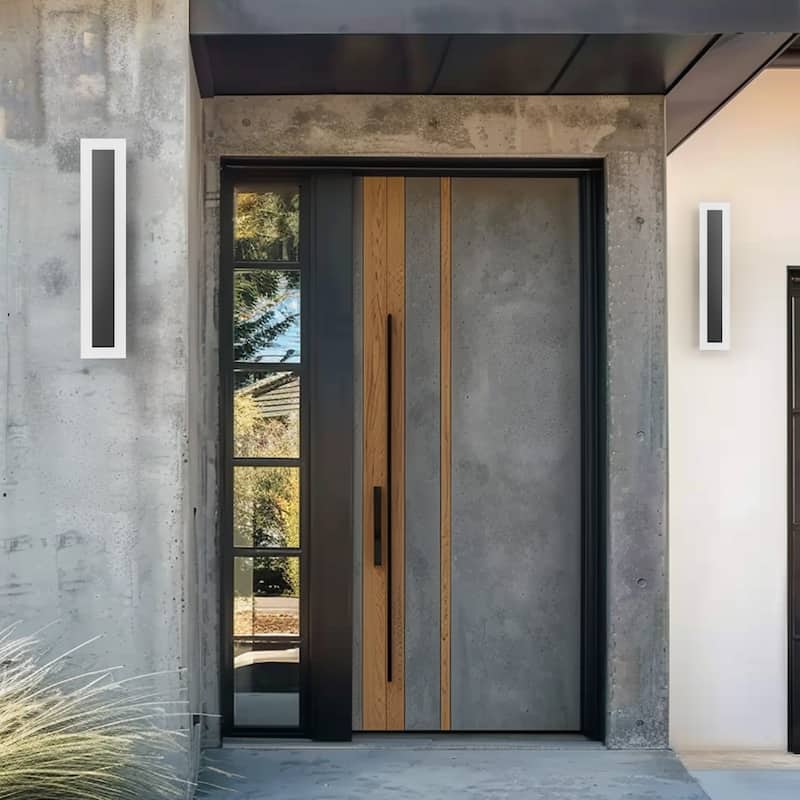 Outdoor Linear Integrated LED Wall Sconce Light Fixture with Bracket