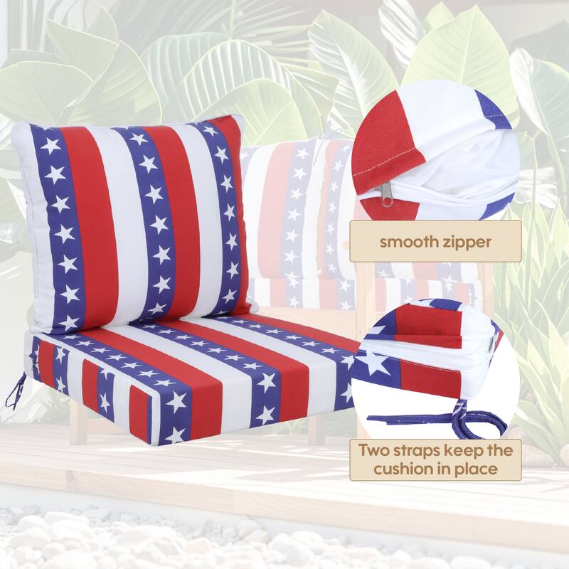 24x24 Inch Outdoor Deep Seat Cushion Set-Waterproof Fade-Resistant Patio With Removable Covers,Adjustable Straps & Handles