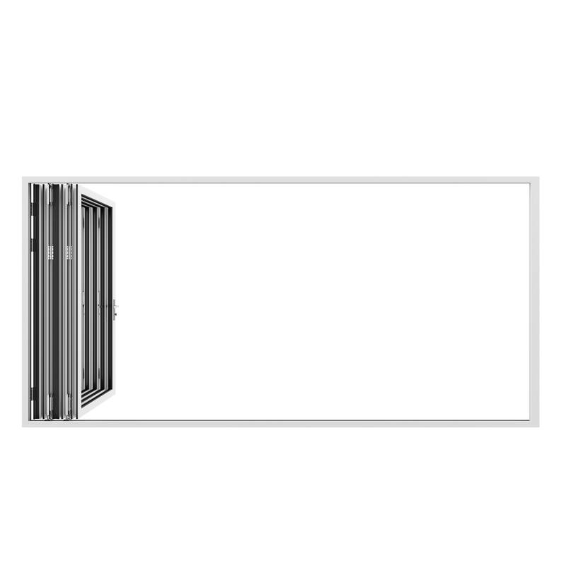 KaMic 168"×80" 5 Panels Aluminum Folding Door In White,Folded Out From Left To Right Model #:FD5PWH16880-LR