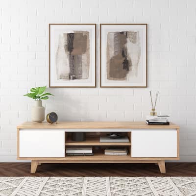 CorLiving Fort Worth Wood Grain Finish TV Stand for TV's up to 68"
