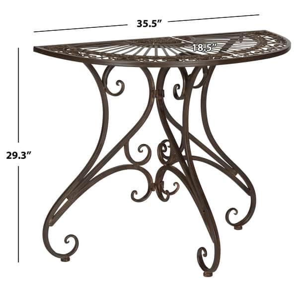 SAFAVIEH Outdoor Living Rustic Annalise Rustic Brown Iron Accent Table