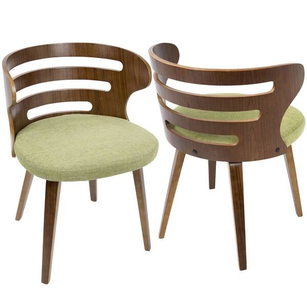 28 Brown Walnut And Green Fabric Cosi Mid Century Modern Dining Chair On Sale Overstock 30725896