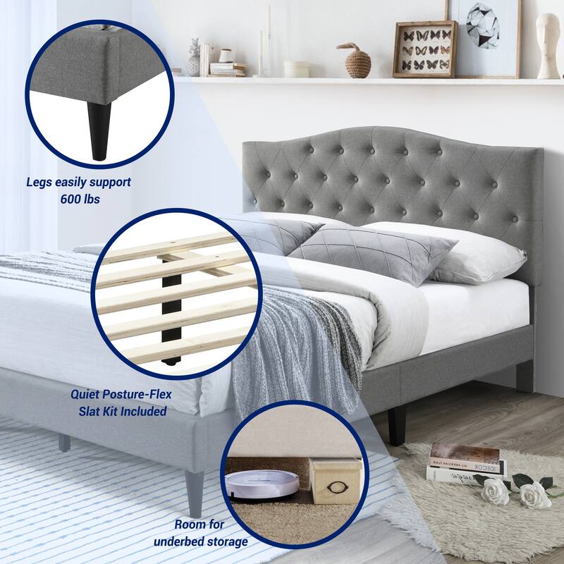 Grace by Ovis Upholstered Button-tufted Platform Bed Frame