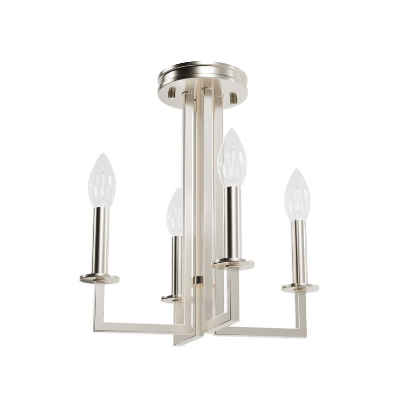 Hunter Bearden 4-Light Semi-Flush Chandelier, - Entry, Kitchen Table, Bedroom - Candle, Contemporary, Industrial, Geometric