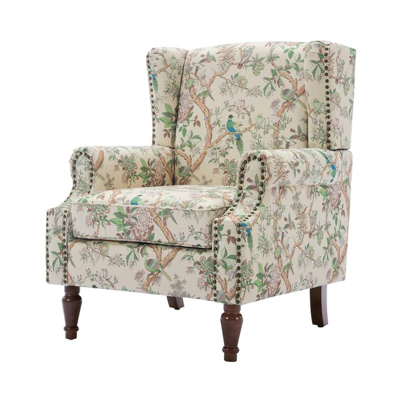 Patterned Upholstered Accent Chair for Living Room