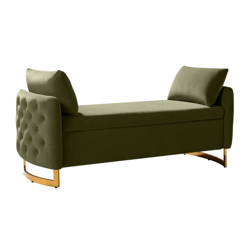 Robert Modern Upholstered Flip Top Storage Bench with Two Pillows by HULALA HOME