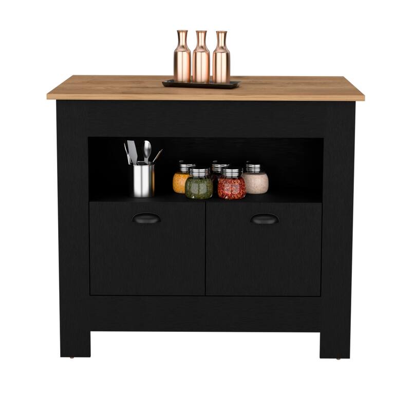 Floyd Kitchen Island 35" H , whit 2 doors, 3 shelves