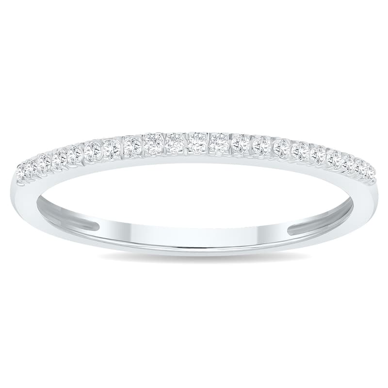 Women's 1/10 Carat TW 1MM Thin Diamond Wedding Band in 10K White Gold