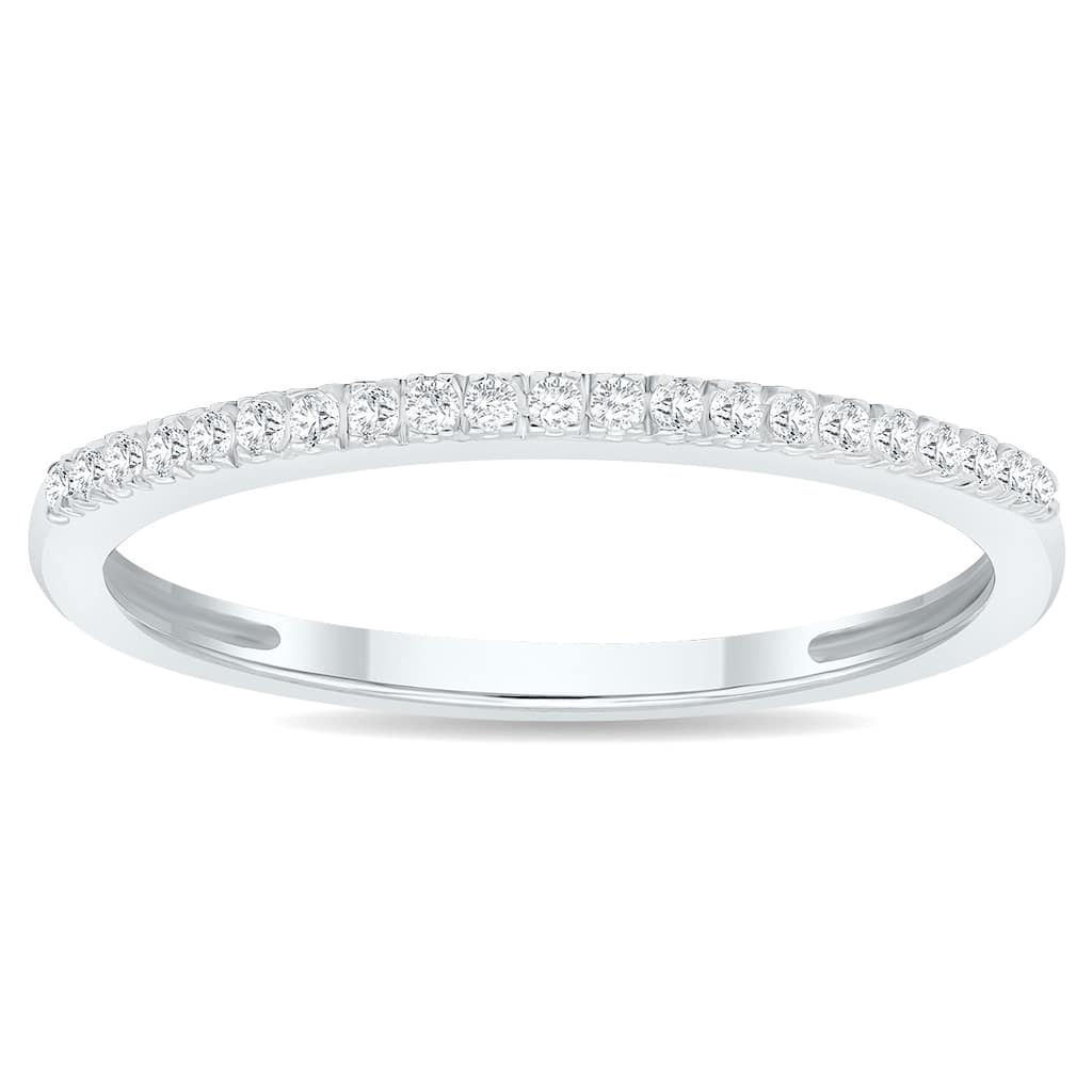 Women's 1/10 Carat TW 1MM Thin Diamond Wedding Band in 10K White Gold