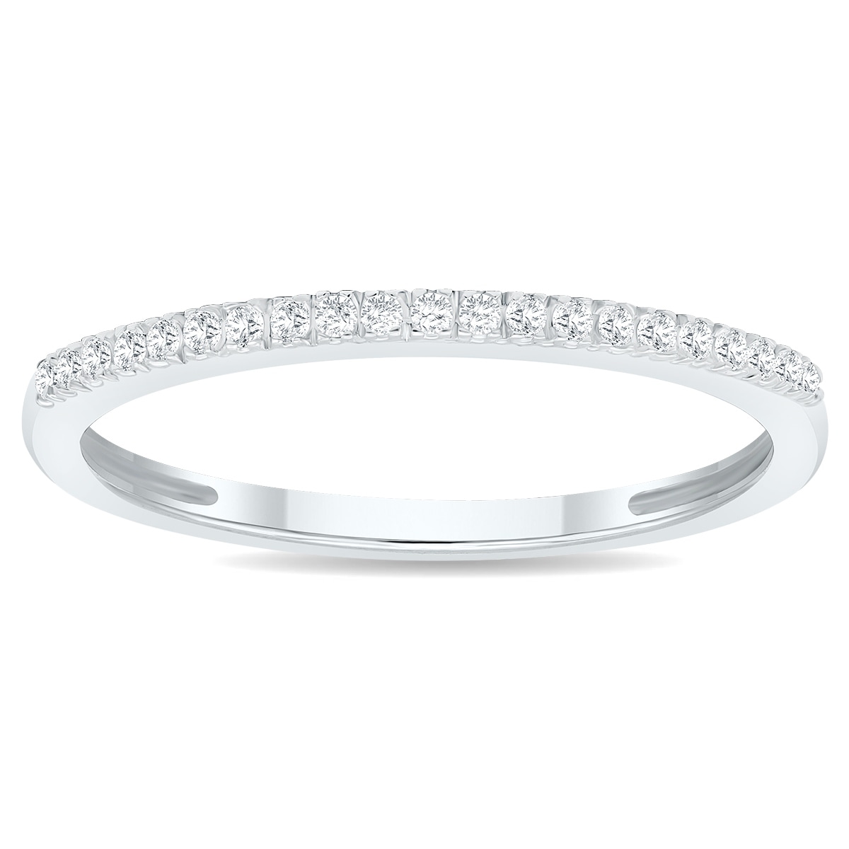 Marquee Women's 1/10 Carat TW 1MM Thin Diamond Wedding Band in 10K White Gold