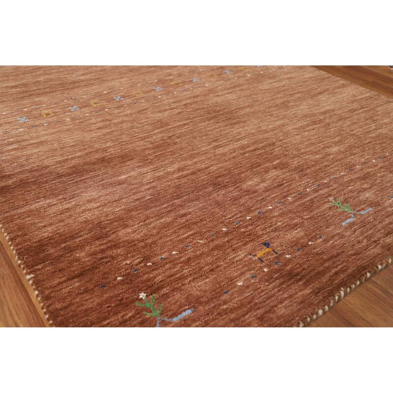 Hand Knotted Oriental 100% Wool Carpet Tribal Tribal Brown Gabbeh Area Rug - 5' 10'' X 4' 0''