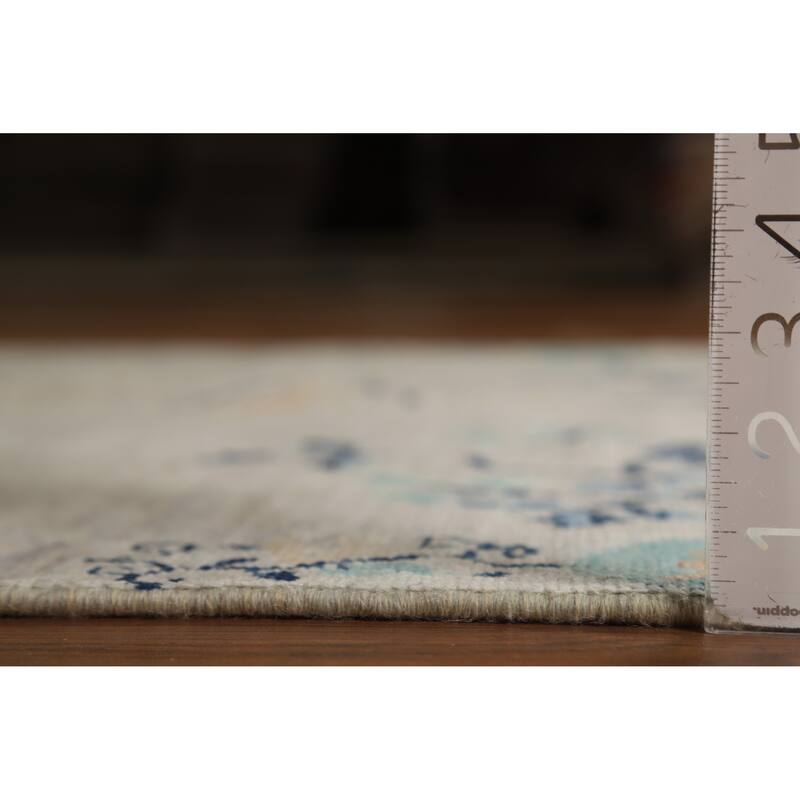 Hand Knotted Oriental 100% Wool Carpet Traditional Floral Beige & Ivories Art Deco Runner Rug - 14' 4'' X 4' 0''