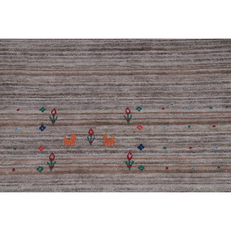 Hand Knotted Oriental 100% Wool Carpet Tribal Tribal Greys & Charcoal Gabbeh Area Rug - 9' 10'' X 8' 0''