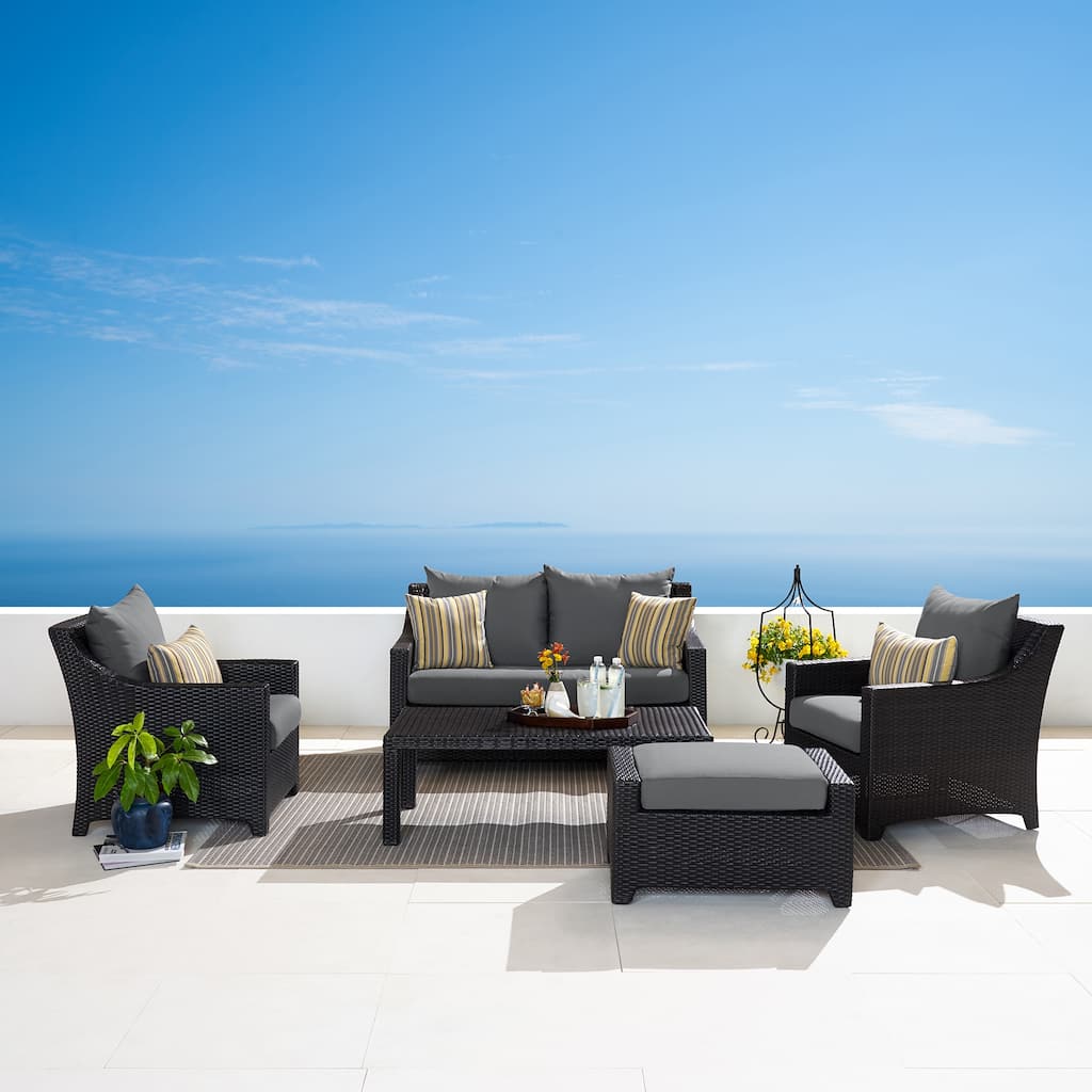 Deco 5 Piece Sunbrella Outdoor Patio Love & Club Seating Set