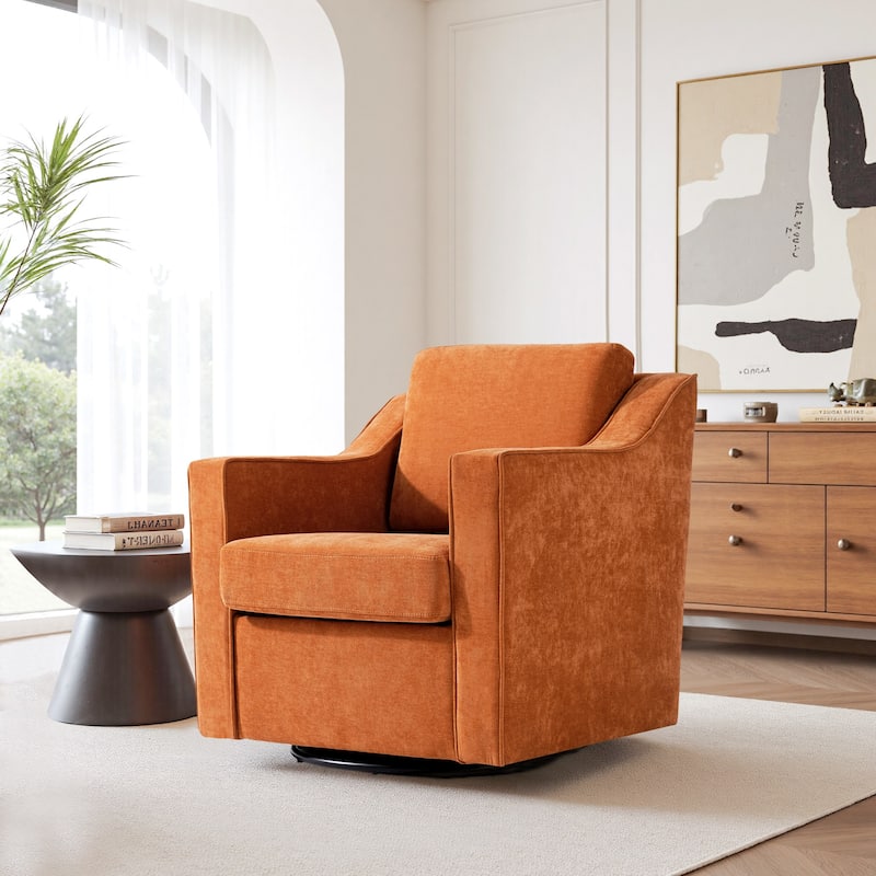 30'' W Vegan Leather/ Chenille Swivel Accent Chair