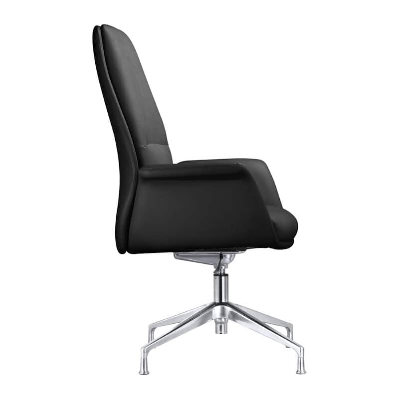 Summit Leather Office Chair with Aluminum Frame, Adjustable Height, Swivel, Sponge Cushion, Easy-Clean Design & Quick Assembly