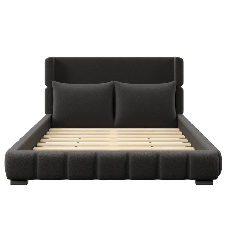 Upholstered Platform Bed with 2 Cushioned Pillows by Harper&Bright Designs