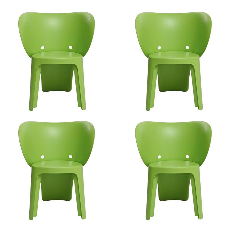 HomeRoots Set Of Four Green Heavy Duty Plastic Juvenile Chairs - 15.70 in. x 21.90 in. x 18.90 in.
