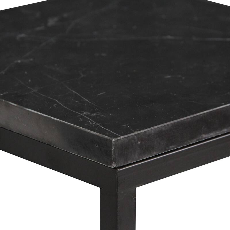 Black Marble Square Side Tables - 29" - Set of 2