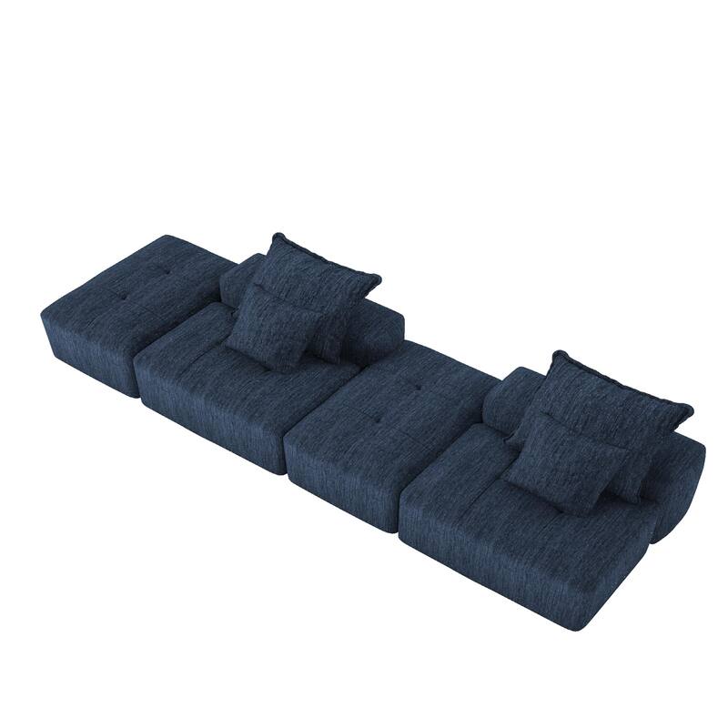 GDFStudio - Sparkling Chenille Oversized 2-Seater 142" Modular Sectional Sofa with 2 Ottomans