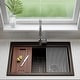 preview thumbnail 2 of 5, 33 Inch Lexicon Platinum Quartz Composite Drop-in Undermount Single Bowl Workstation Galaxy Mocha Kitchen Sink LP-750TM-M