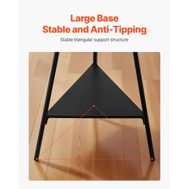 Black Freestanding 6 Hooks Coat Rack Stand with 2 Wooden Shelves for Entryway or Bedroom - 19.5" x 16.7" x 70.5"