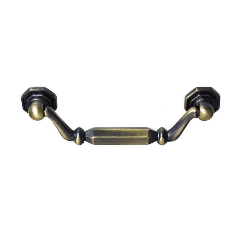 Utopia Alley Suffolk Pull Handle - Decorative Cabinet Drop Pull Handles for Cabinets, Antique Brass, 3.8" Center to Center