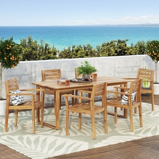 Conifer Outdoor Acacia Wood Outdoor 7 Piece Dining Set by Christopher Knight Home