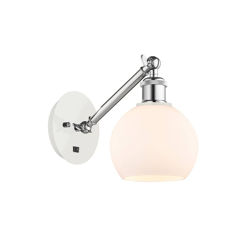 Innovations Lighting 317-1W-12-6 Athens Sconce Athens 12" Tall Wall - White and Polished Chrome / Matte White