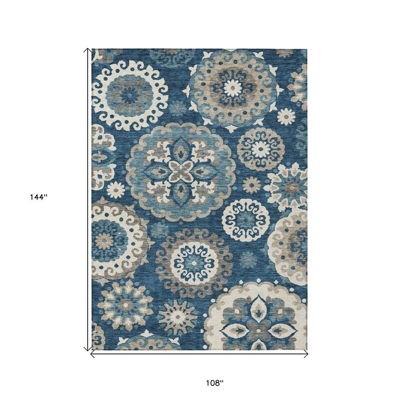HomeRoots Floral Medallion Transitional Rectangle Outdoor Rug