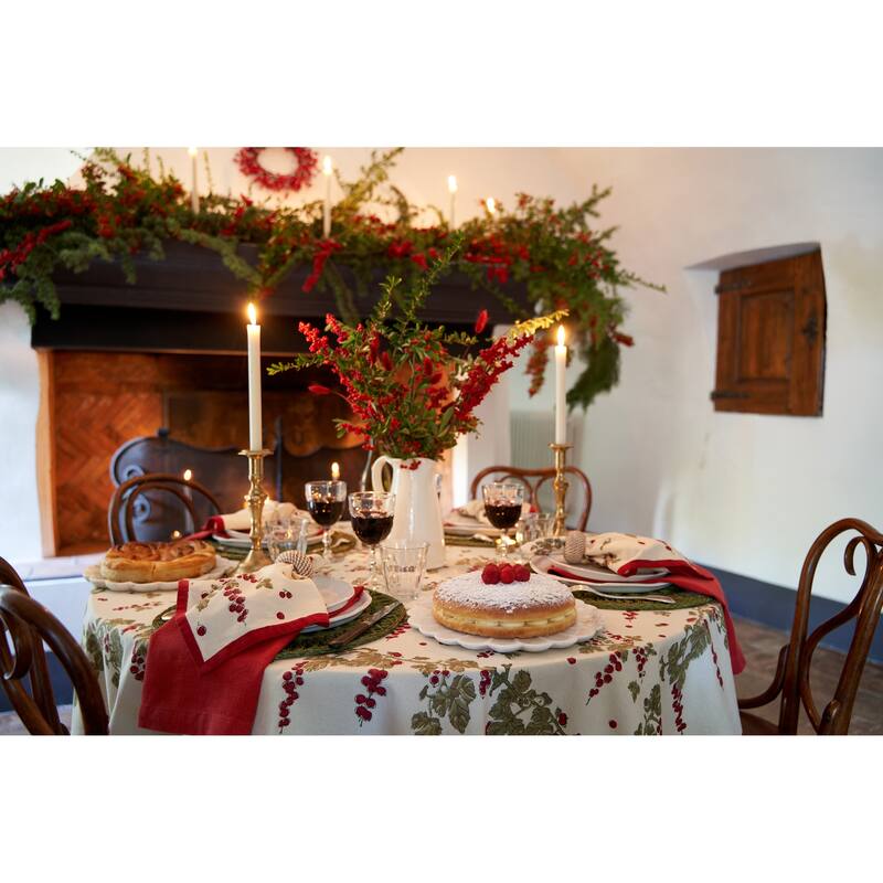 Gooseberry Square Red/ Green Cotton Tablecloth