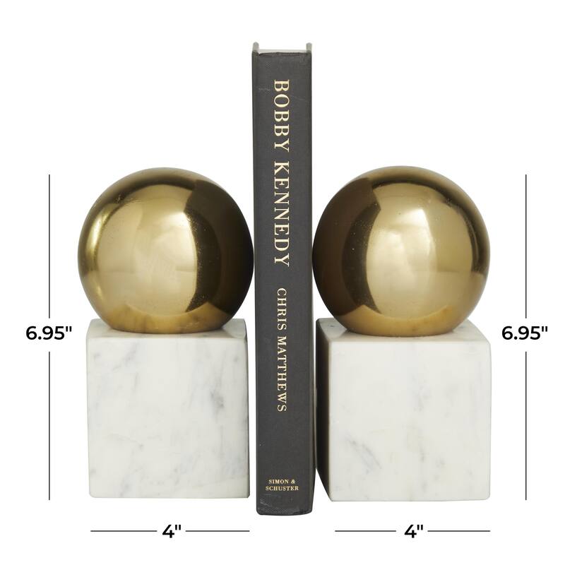 Marble Orb 7 or 10 lbs Decorative Bookends - Set of 2 Silver, Gold, Black - CosmoLiving by Cosmopolitan