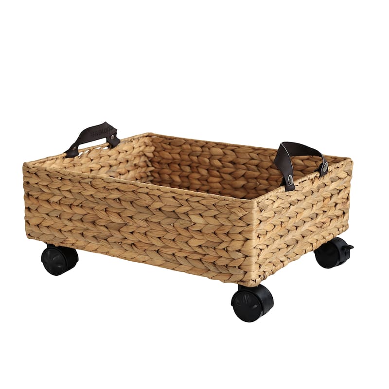happimess 18.11" Handwoven Storage Bin with Wheels and Handles - Natural