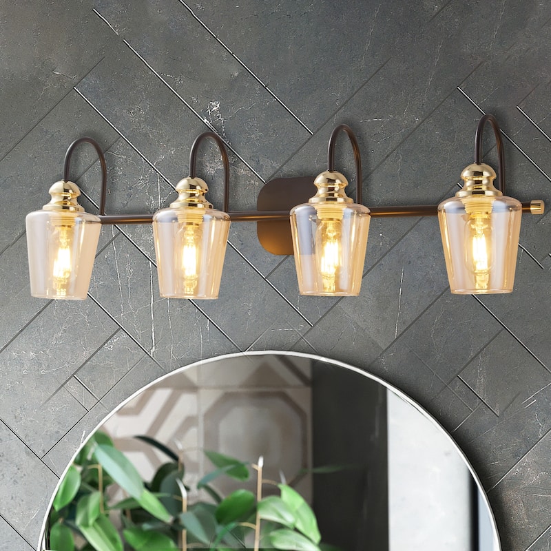 ExBrite 3/4-lights Bathroom Dimmable Gold Vanity Lights Modern Wall Sconce Lighting