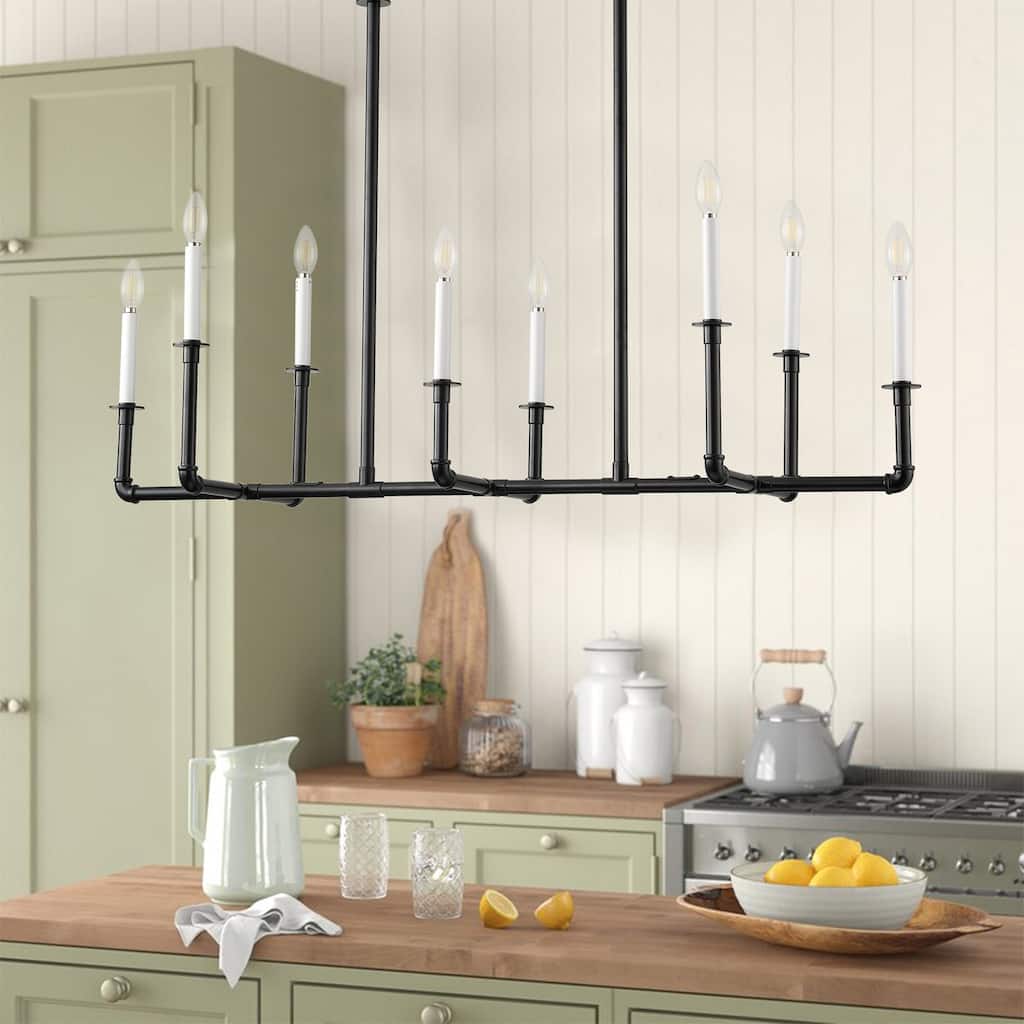 8-Lights Creative Candle Lamp Head Kitchen Island Lights - 46.5"D×17.7"W×91.7"H (Adjustable)