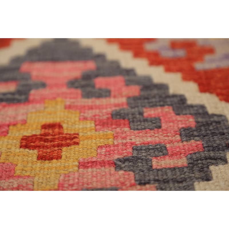 Trellis Kilim Oriental Area Rug Hand-Woven Wool Carpet - 8'2" x 11'2"
