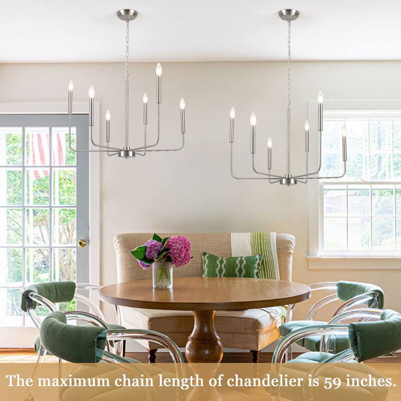 6-Light Candlestick Hanging Linear Chandelier Lighting Ceiling Light for Kitchen Island