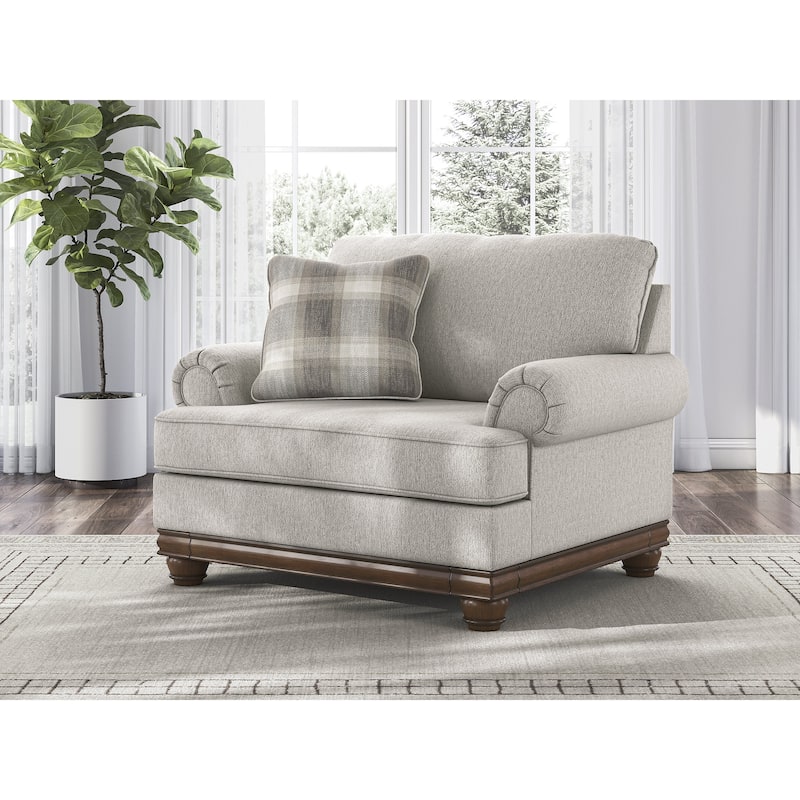 Signature Design by Ashley Meadowview Light Gray/Brown Oversized Chair - 53"W x 40"D x 41"H