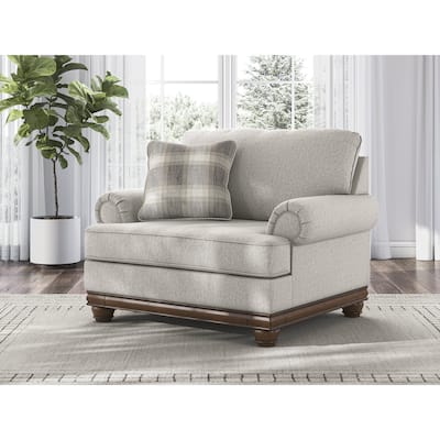Signature Design by Ashley Meadowview Light Gray/Brown Oversized Chair - 53"W x 40"D x 41"H