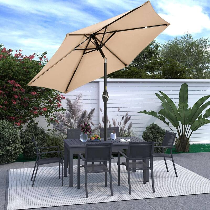 7.5' Outdoor Patio Umbrella with Push Button Tilt and Crank