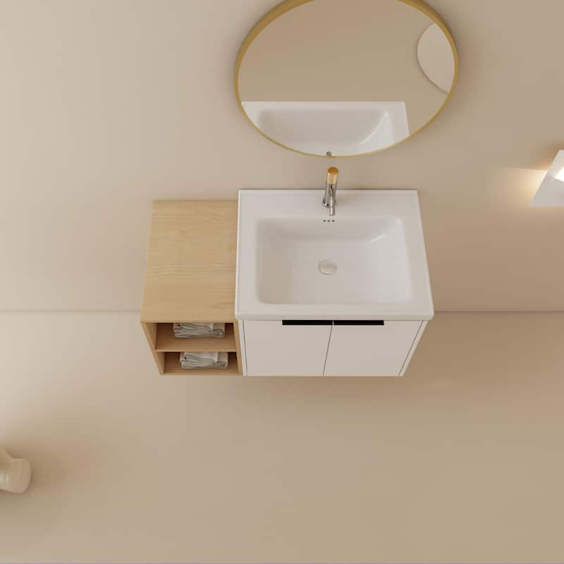 36 Inch Soft Close Doors Bathroom Vanity With Sink, and A Small Storage Shelves