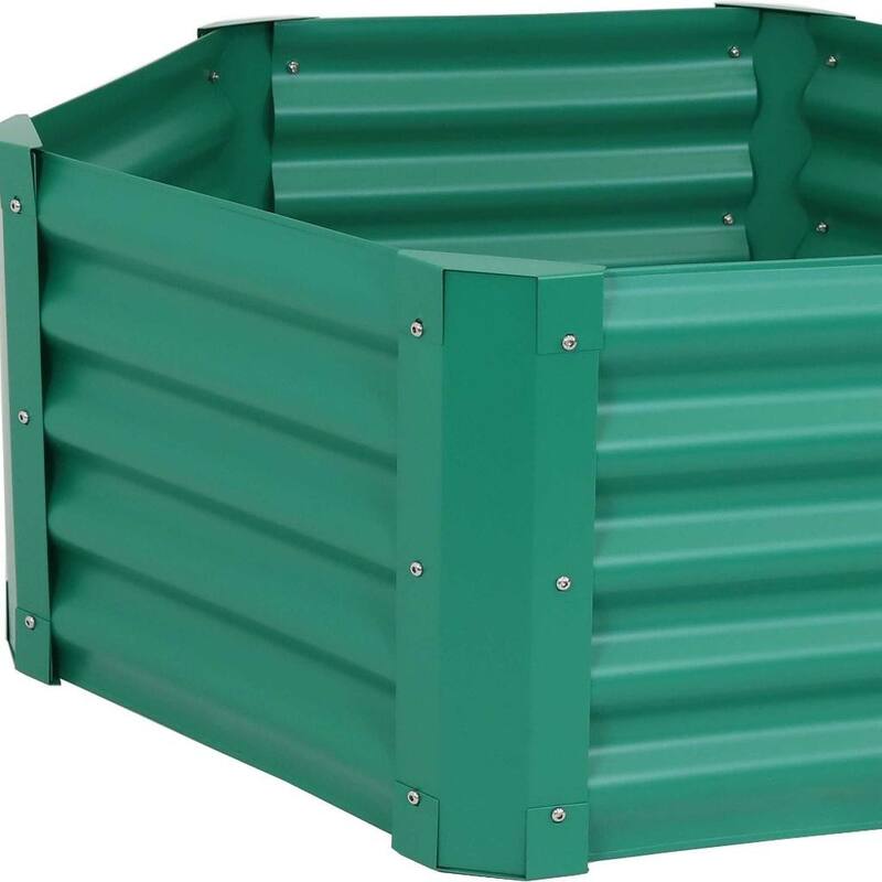 HomeRoots 16" X 41" Green Steel Hexagon Planter Box