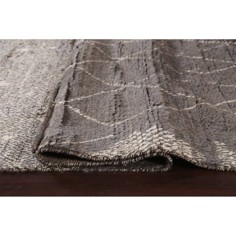 Trellis Modern Moroccan Wool Area Rug Hand-knotted Living Room Carpet - 9'11" x 14'6"