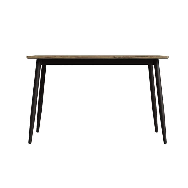 Modern Minimalist Dining Table with Black Metal Legs - Seats 6