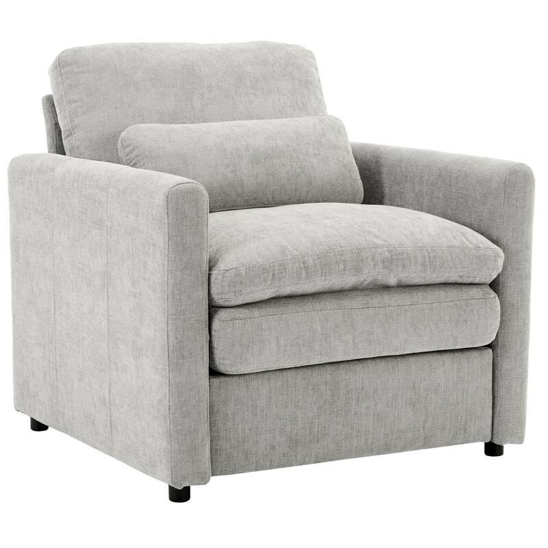 31.9" Oversized Comfy Light Grey Chenille Armchair for Living Room