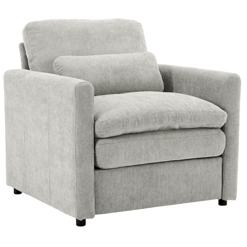 Oversized Chenille Fabric Cloud Sofa, Ergonomic Upholstered Lounge Armchair, Single Sofa Chair with Plush Cushion